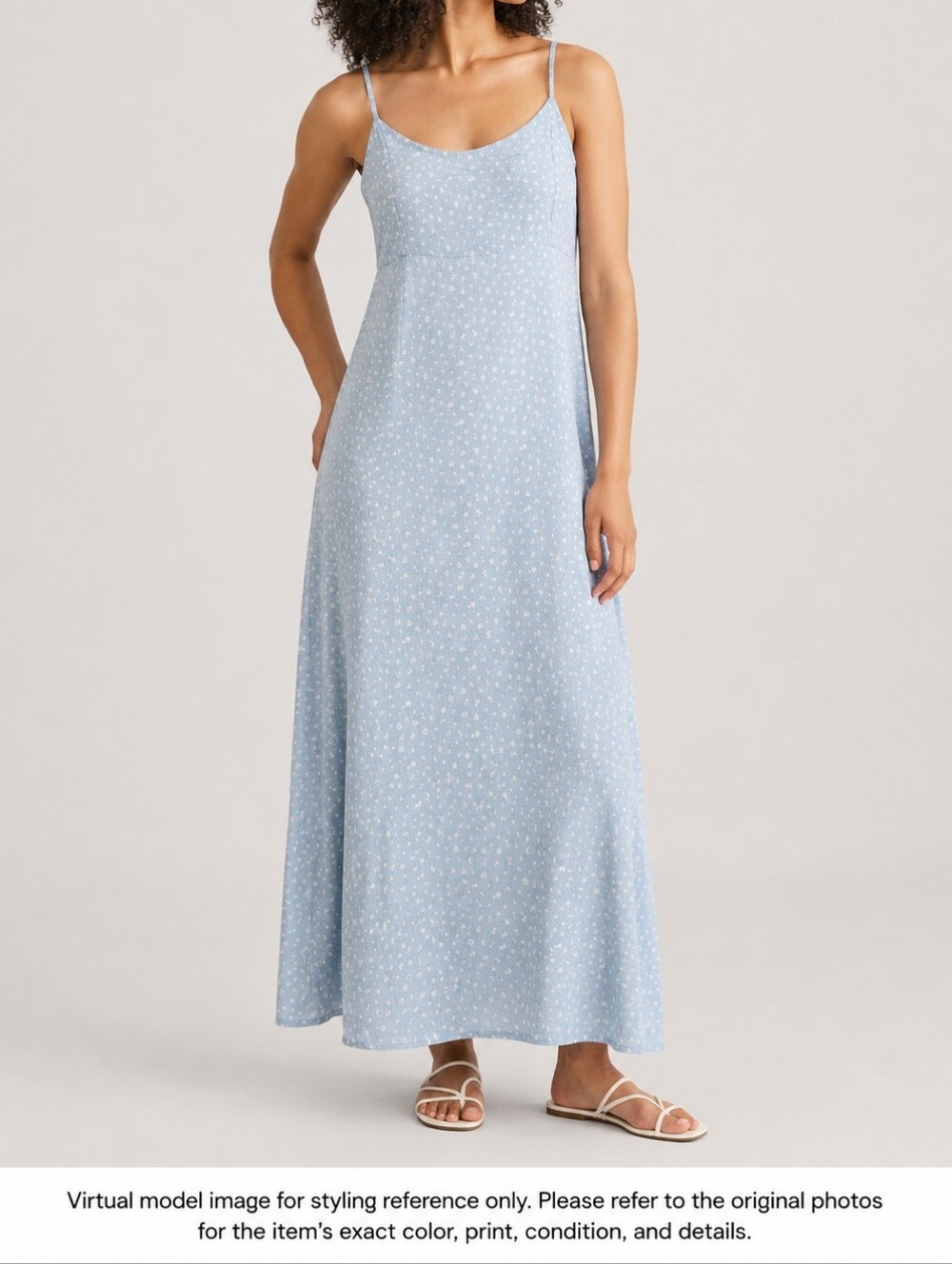 Brandy Melville Blue Ditsy Floral Maxi Dress Tie Back.